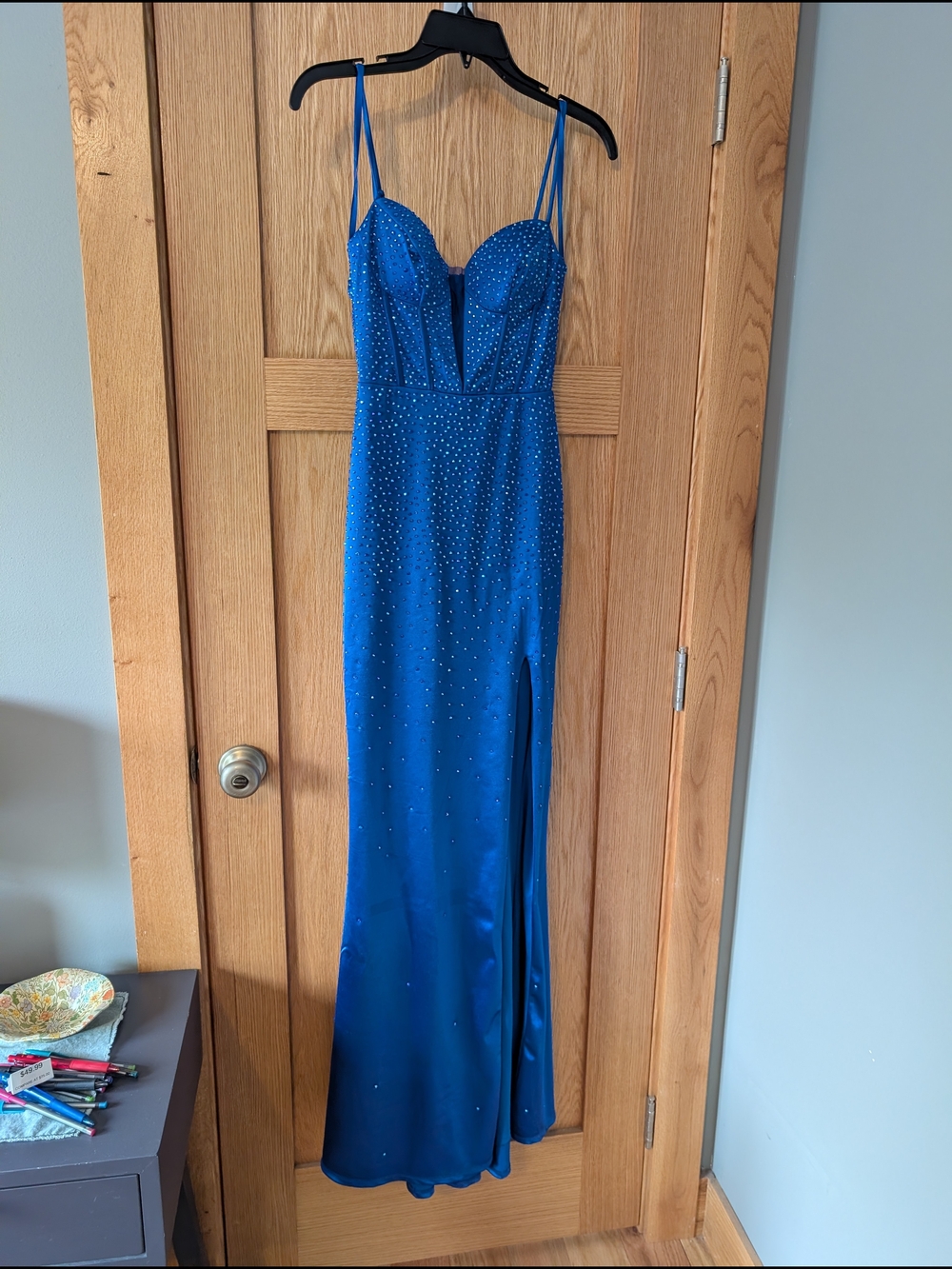 B. Smart Electric Blue Dress with Sequin Detail